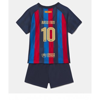 Barcelona Ansu Fati #10 Hjemmedraktsett Barn 2022-23 Kortermet (+ korte bukser)